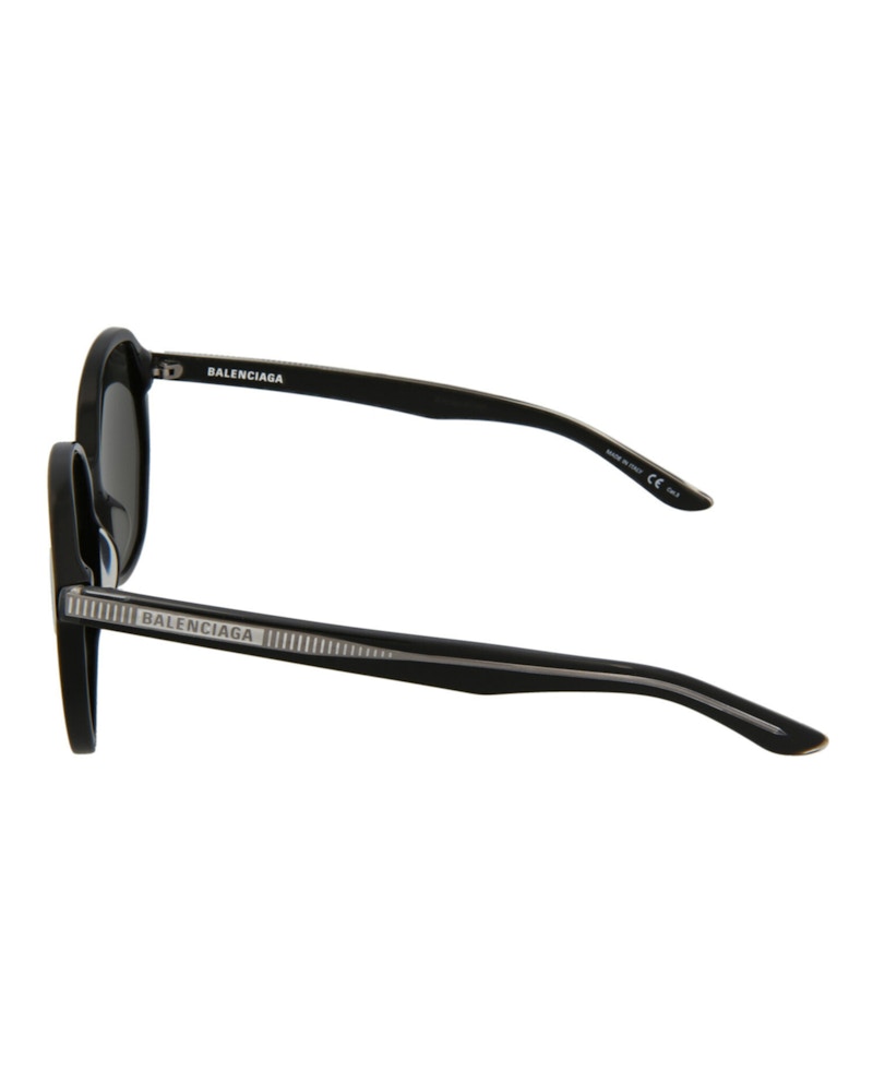 Balenciaga Round-Frame Acetate Sunglasses Black/Black/Grey (BB0005S-30006545-001)