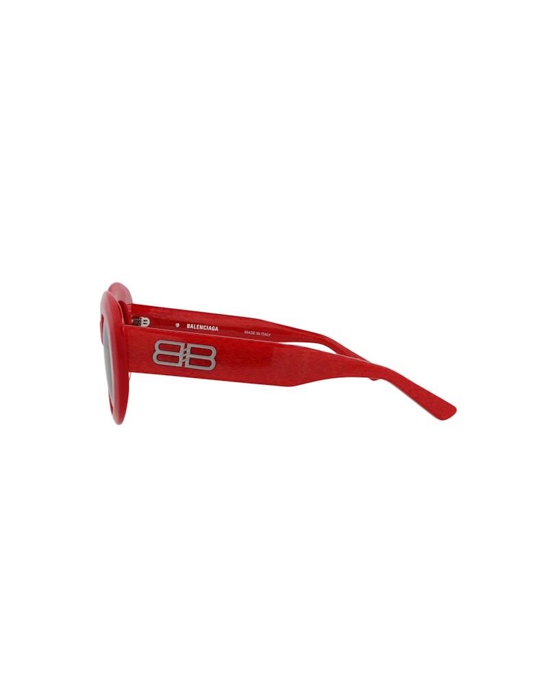 Balenciaga Round-Frame Acetate Sunglasses Red/Red/Grey (BB0235S-30013502-003)