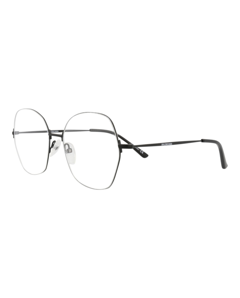 Balenciaga Round-Frame Metal Optical Frames Black Black Transparent (BB0014O-30006641-001)