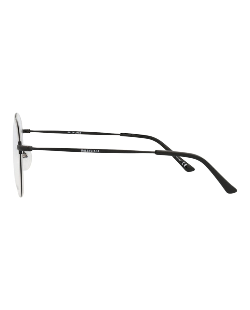 Balenciaga Round-Frame Metal Optical Frames Black Black Transparent (BB0035O-30006640-001)
