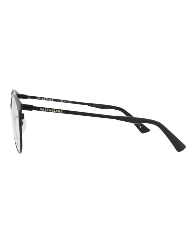 Balenciaga Round-Frame Metal Optical Frames Black Black Transparent (BB0084O-30008407-001)