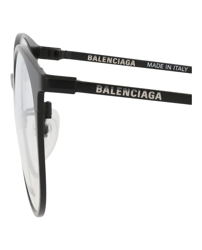 Balenciaga Round-Frame Metal Optical Frames Black Black Transparent (BB0084O-30008407-001)