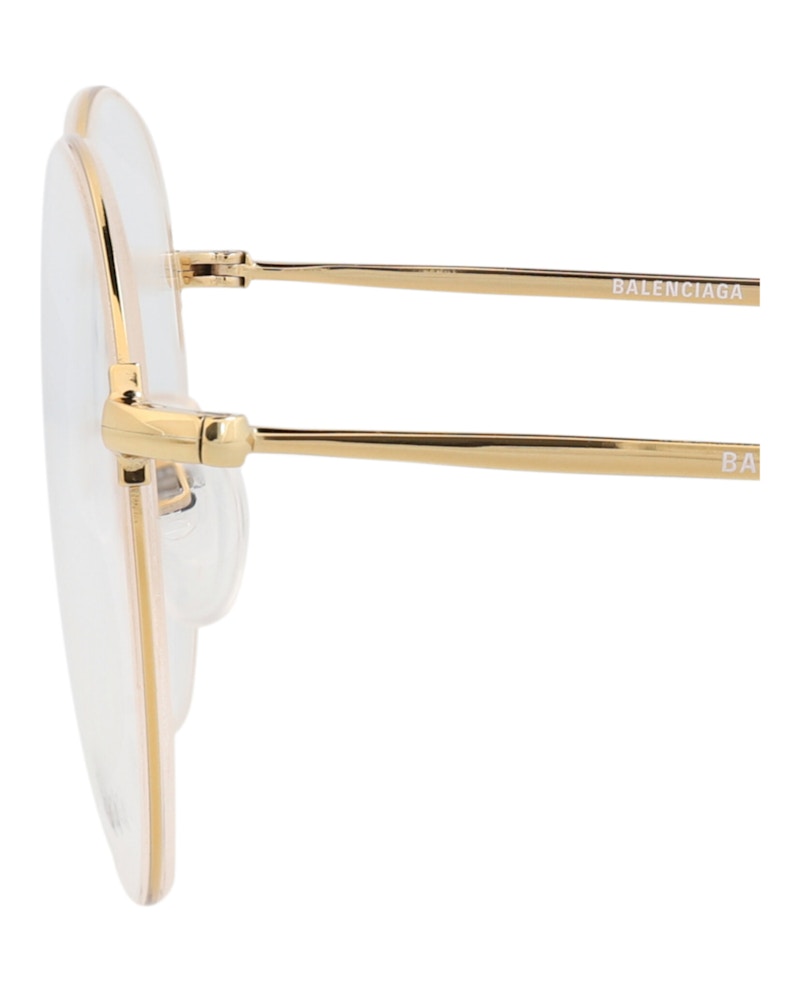Balenciaga Round-Frame Metal Optical Frames Gold Gold Transparent (BB0035O-30006640-003)
