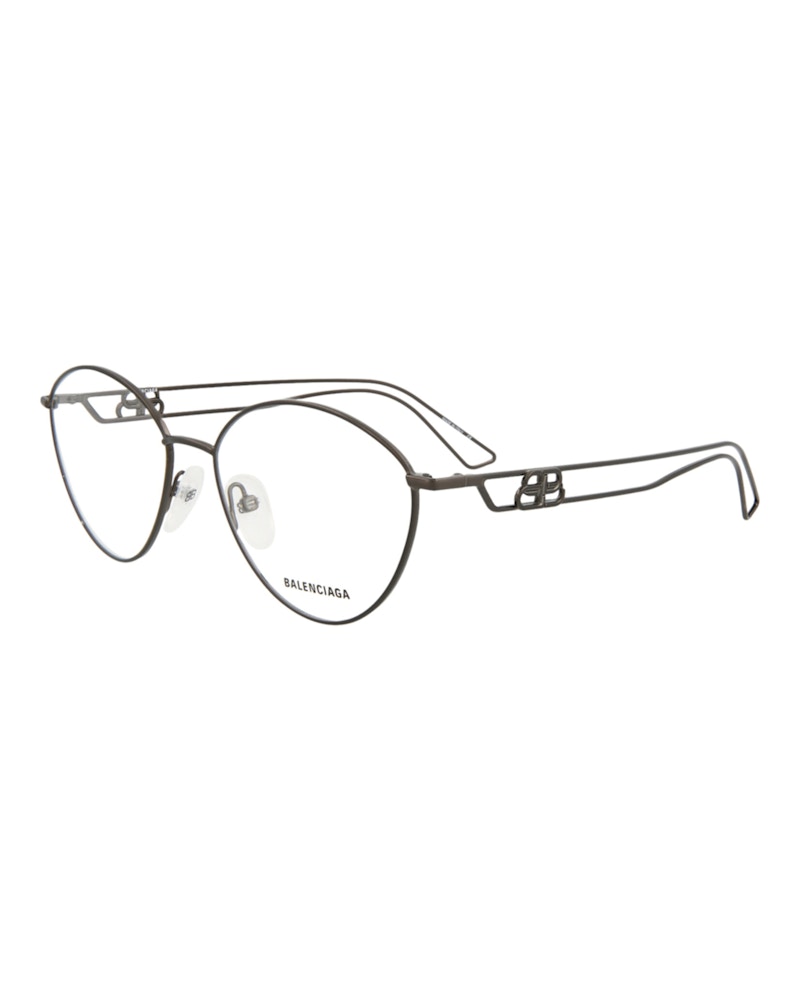 Balenciaga Round-Frame Metal Optical Frames Grey Grey Transparent (BB0066O-30008233-001)