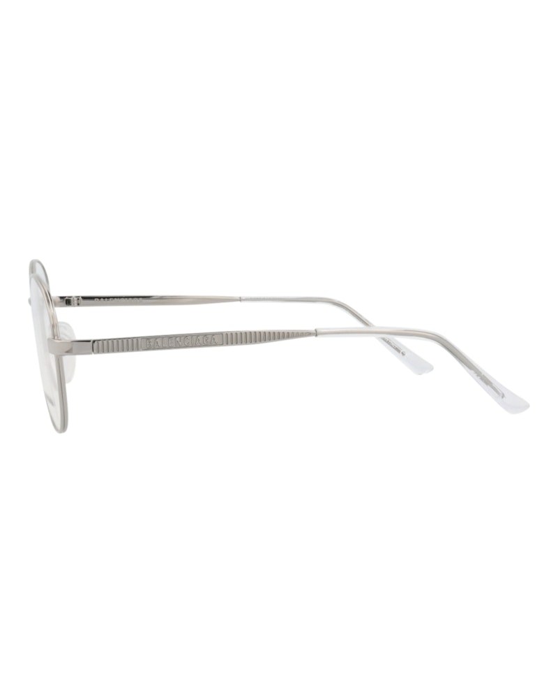 Balenciaga Round-Frame Metal Optical Frames Ruthenium Ruthenium Transparent (BB0036O-30007270-002)