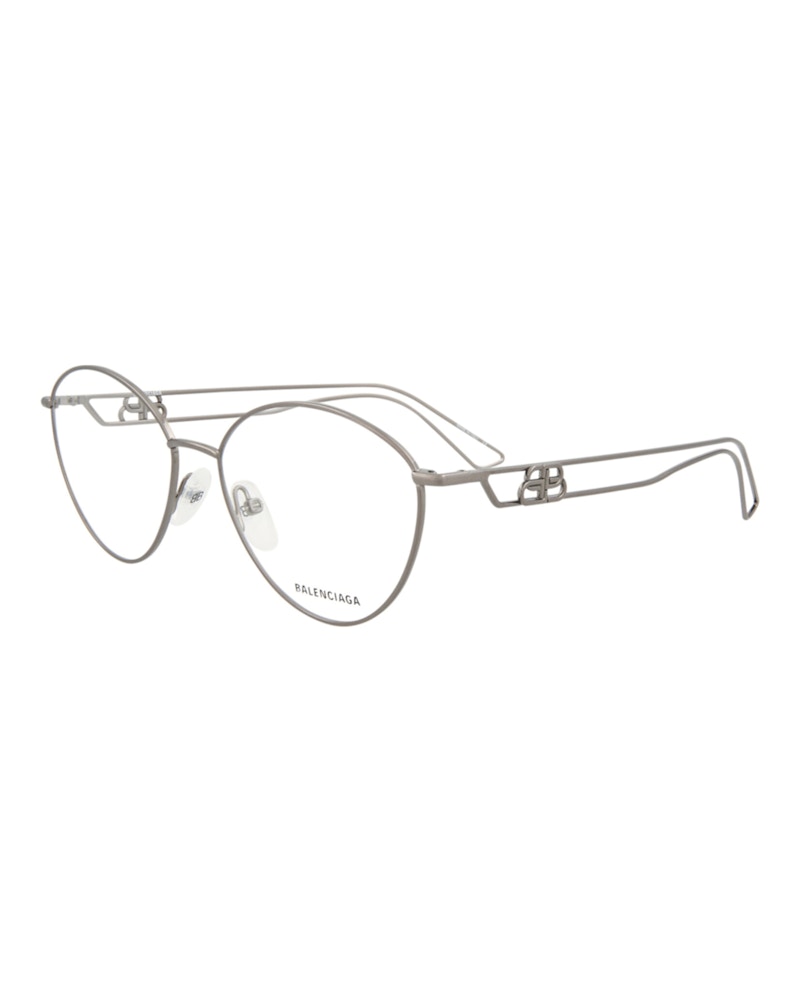 Balenciaga Round-Frame Metal Optical Frames Ruthenium Ruthenium Transparent (BB0066O-30008233-003)