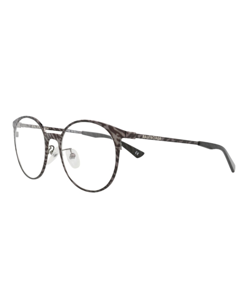 Balenciaga Round-Frame Metal Optical Frames Ruthenium Ruthenium Transparent (BB0084O-30008407-003)