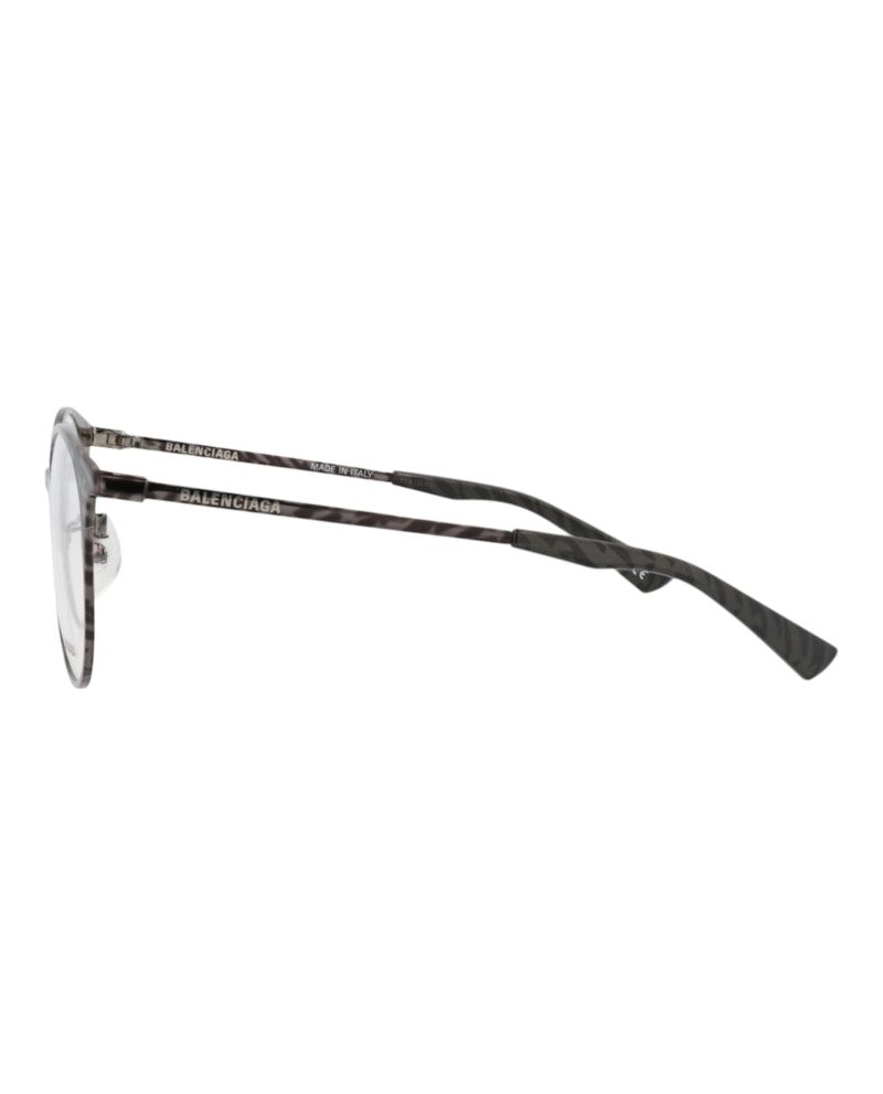 Balenciaga Round-Frame Metal Optical Frames Ruthenium Ruthenium Transparent (BB0084O-30008407-003)