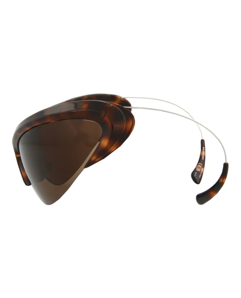 Balenciaga Shield-Frame Bio Injection Sunglasses Havana/Silver/Brown (BB0232S-30013513-002)