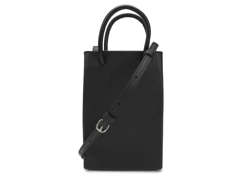 Balenciaga Shopping Phone Holder Bag Black