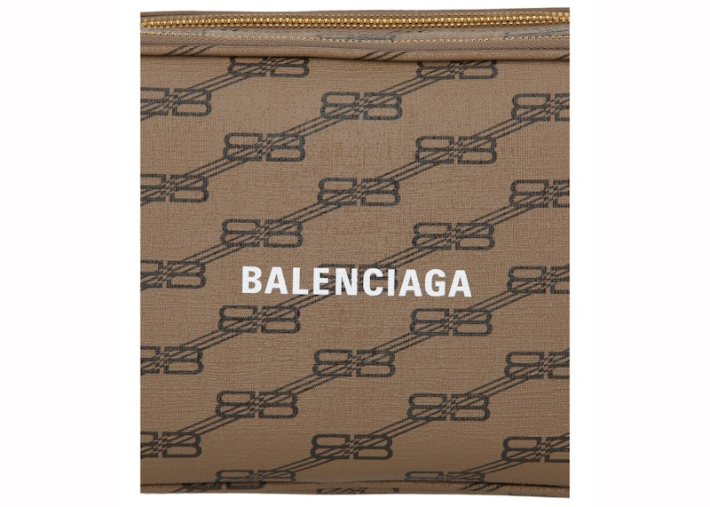 Balenciaga Signature Double Zip Pouch Beige