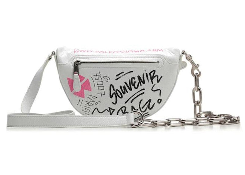Balenciaga Souvenir Graffiti Belt Bag XXS White