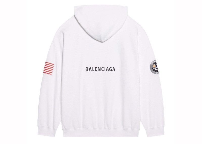 Balenciaga Space Nasa Logo Hoodie White