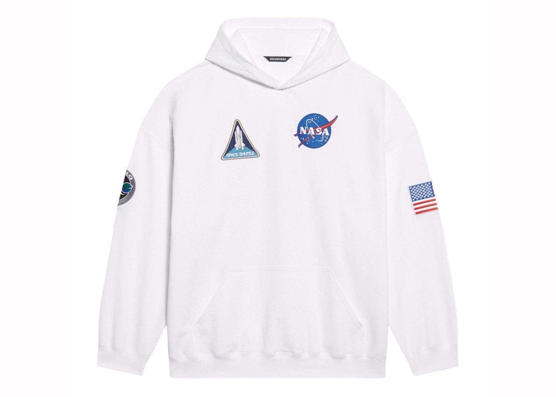 Balenciaga Space Nasa Logo Hoodie White