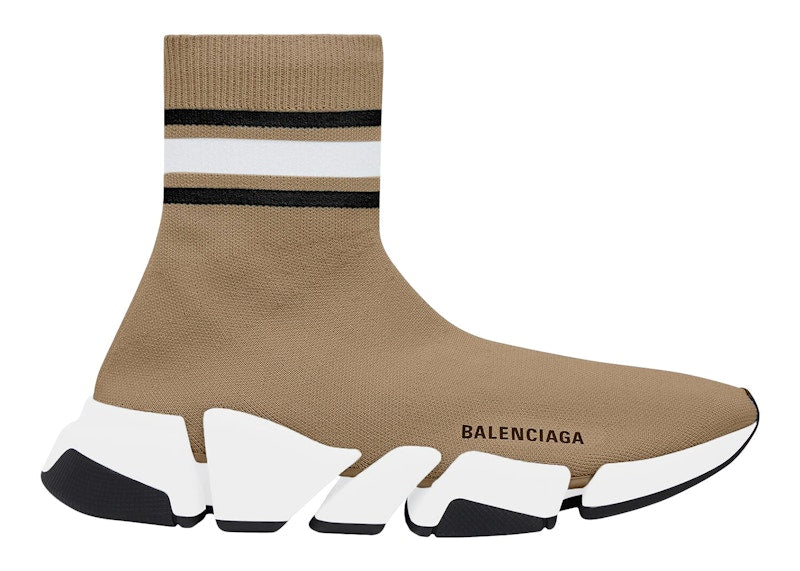 Balenciaga Speed 2.0 Recycled Knit Beige Stripes