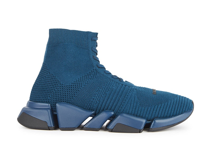 Balenciaga Speed 2.0 Stretch-Knit Lace Up Navy