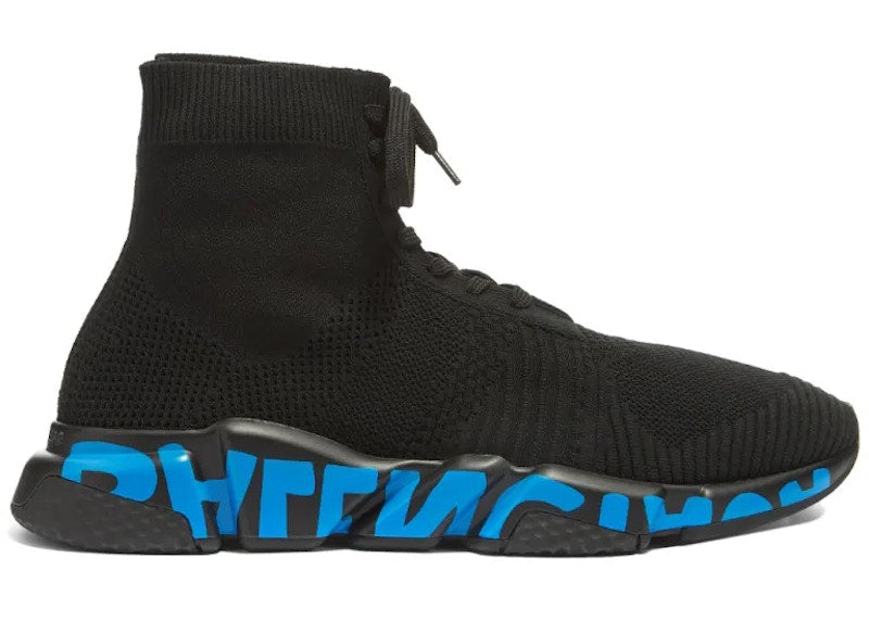 Balenciaga Speed Lace Up Graffiti Black Blue