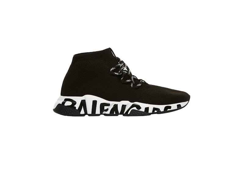 Balenciaga Speed Lace Up Graffiti Black White