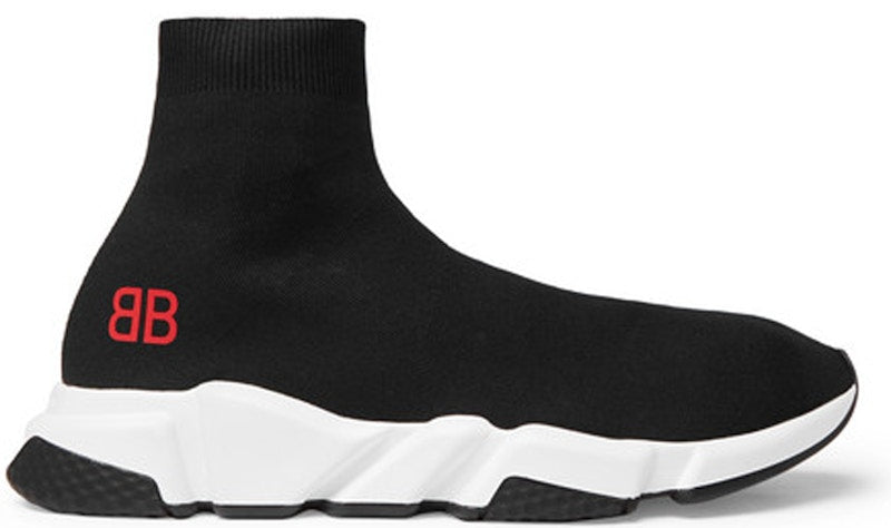 Balenciaga Speed Sock Slip-On Black (Red Logo)
