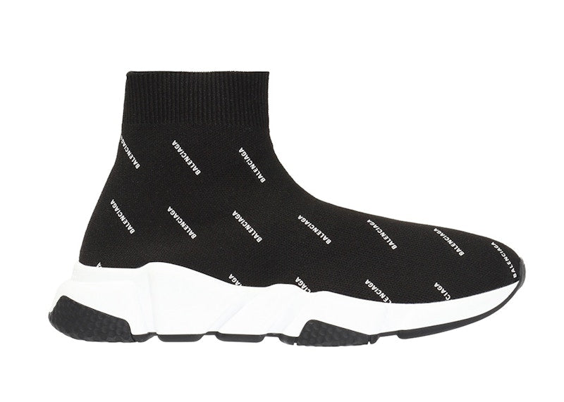 Balenciaga Speed Trainer Logo Print Black White 2020 (Women's)