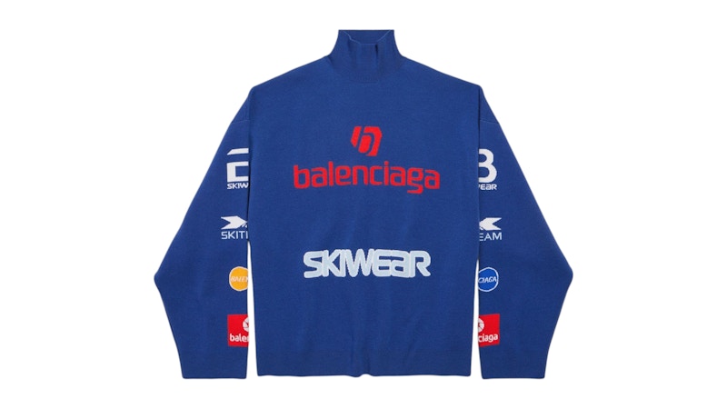 Balenciaga Sponsor Long Sleeve Turtleneck Sweater Blue
