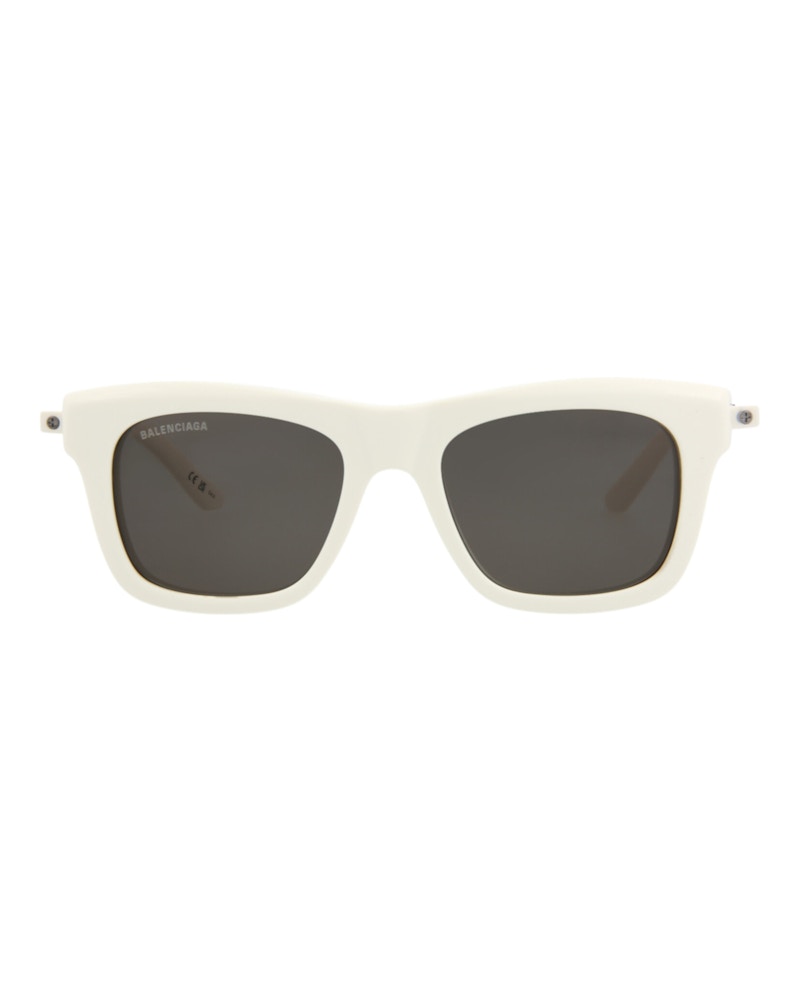 Balenciaga Square-Frame Acetate Sunglasses Ivory/Ivory/Grey (BB0161S-30011339-004)