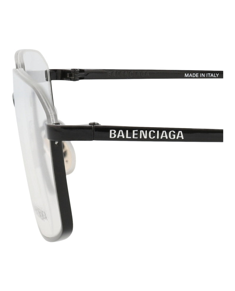 Balenciaga Square-Frame Metal Optical Frames Black Black Transparent (BB0143O-30010029-001)