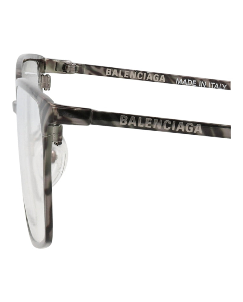 Balenciaga Square-Frame Metal Optical Frames Ruthenium Ruthenium Transparent (BB0085O-30008408-003)