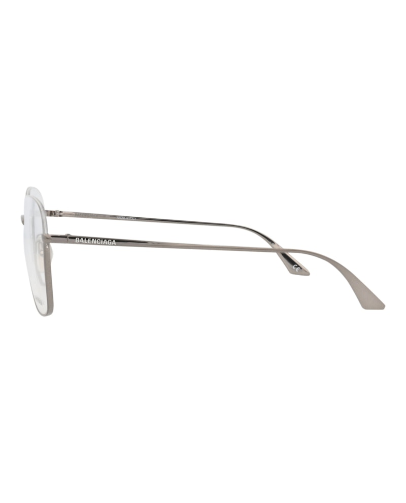Balenciaga Square-Frame Metal Optical Frames Ruthenium Ruthenium Transparent (BB0144O-30010035-001)