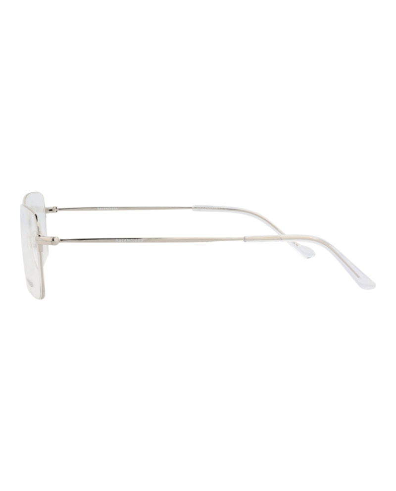 Balenciaga Square-Frame Metal Optical Frames Silver Silver Transparent (BB0033O-30006632-002)