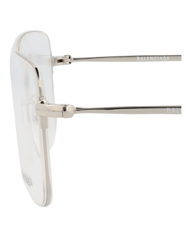 Balenciaga Square-Frame Metal Optical Frames Silver Silver Transparent (BB0033O-30006632-002)