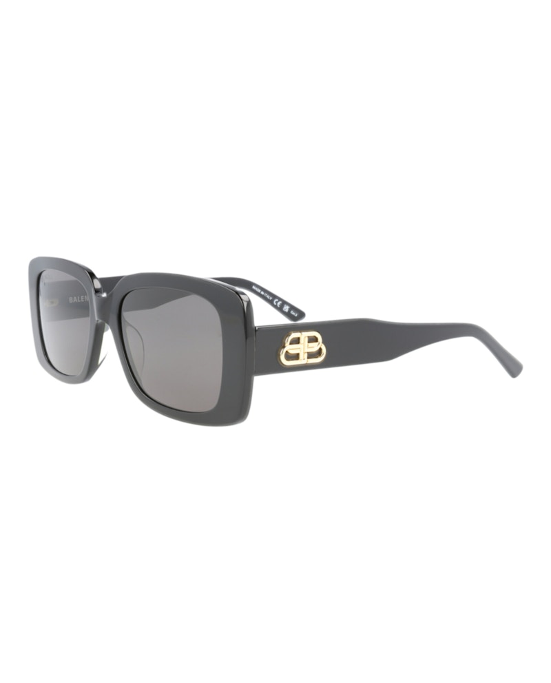 Balenciaga Square Rectangle Sunglasses Black/Black/Grey (BB0048S-30007965-001)