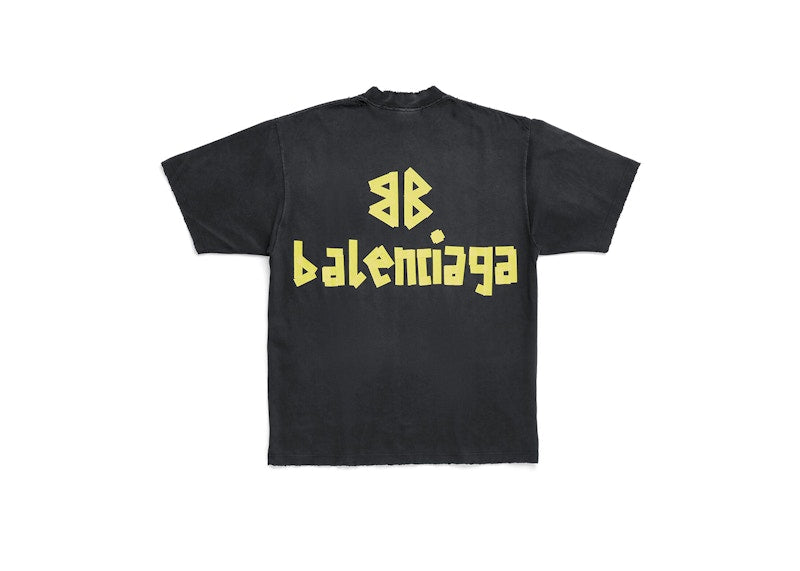 Balenciaga Tape Type Medium Fit T-shirt Black Faded