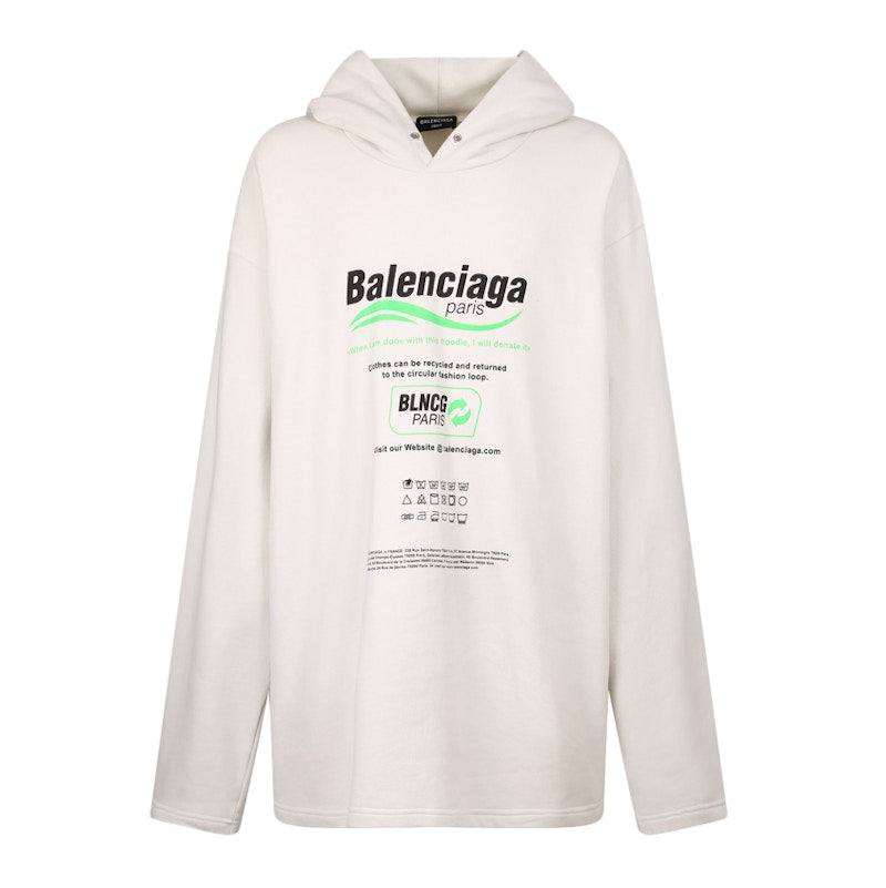 Balenciaga Women Dry Cleaning Boxy Hoodie White
