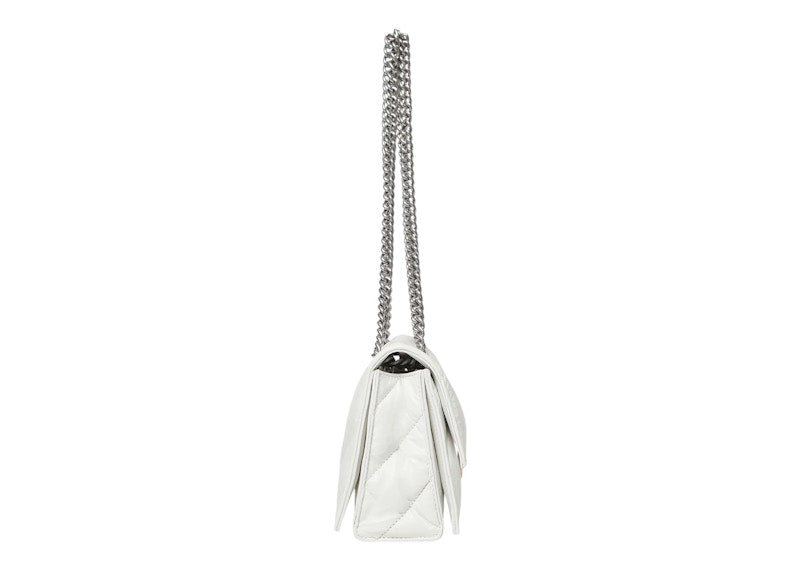 Balenciaga Women's Crush Small Chain Bag Quilted Optic White