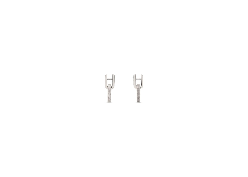 Balenciaga Women's Hourglass Earrings Silver Brass/Rhinestones