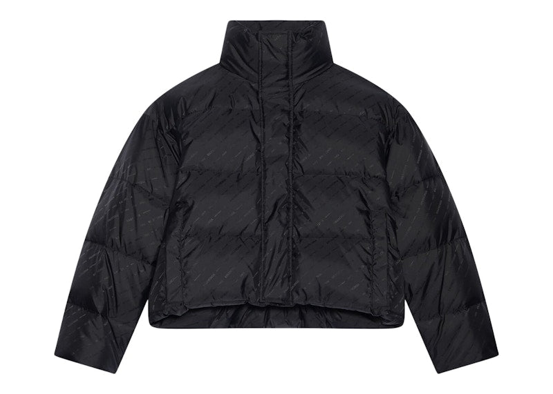Balenciaga Womens Allover Logo BB Puffer Jacket Black