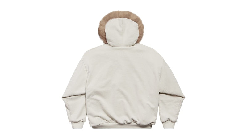 Balenciaga Women's Fluffy Zip-Up Fleece Hoodie Chalky White