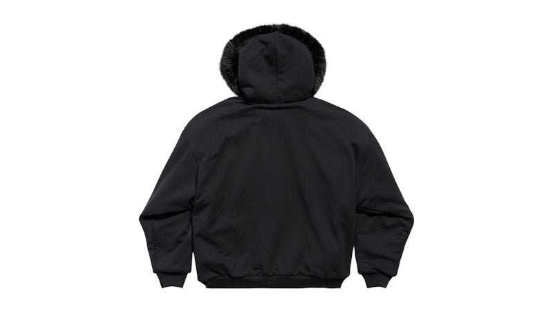 Balenciaga Women's Fluffy Zip-Up Fleece Hoodie Washed Black