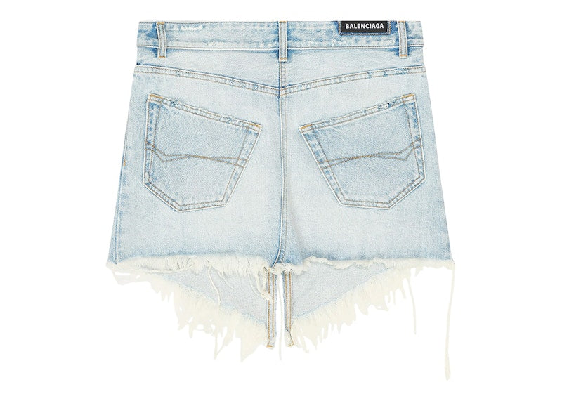 Balenciaga Women's Japanese Twill Cut-Up Mini Skirt Light Blue