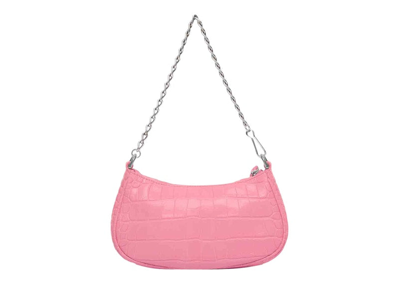 Balenciaga Le Cagole Mini Bag with Chain Crocodile Embossed Pink