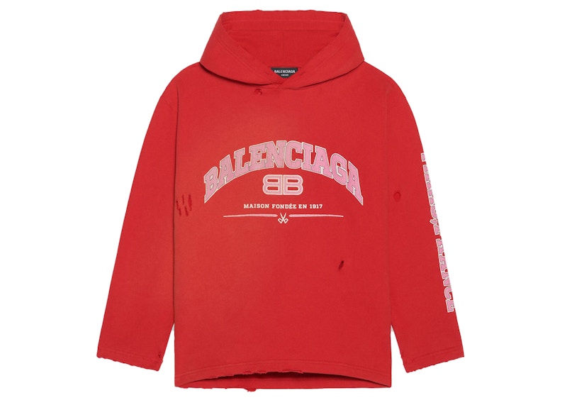 Balenciaga Womens Maison Balenciaga Cropped Hoodie Red