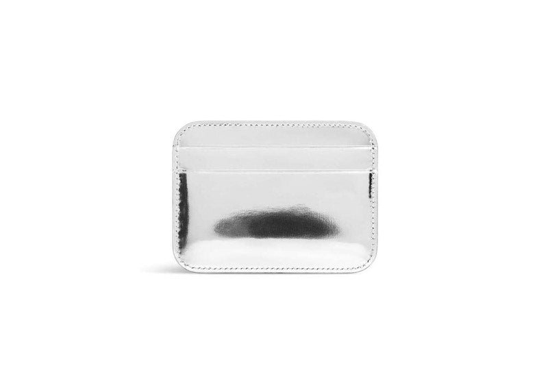 Balenciaga Womens Mirror Effect Card Holder Silver