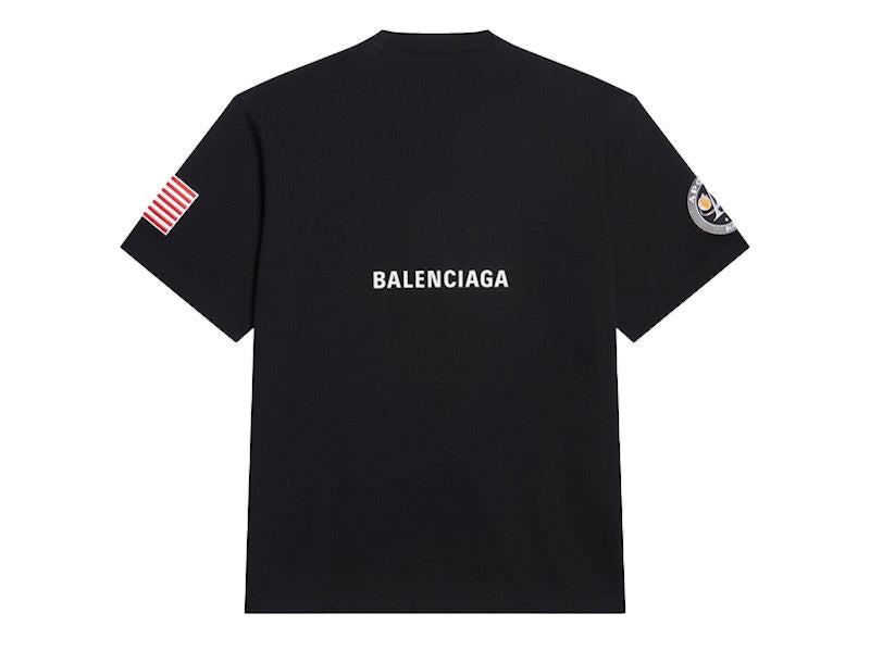 Balenciaga Womens NASA Space Multi-Patch T-Shirt Black