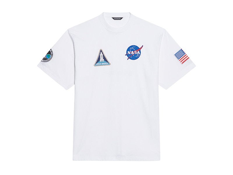 Balenciaga Womens NASA Space Multi-Patch T-Shirt White