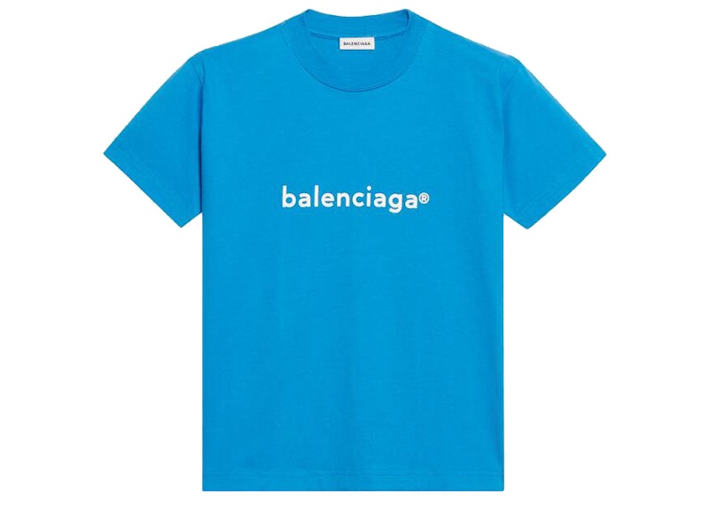 Balenciaga Womens New Copyright Fitted T-shirt Blue/White