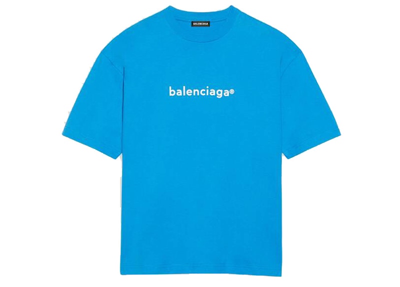 Balenciaga Womens New Copyright Large Fit T-shirt Blue/White