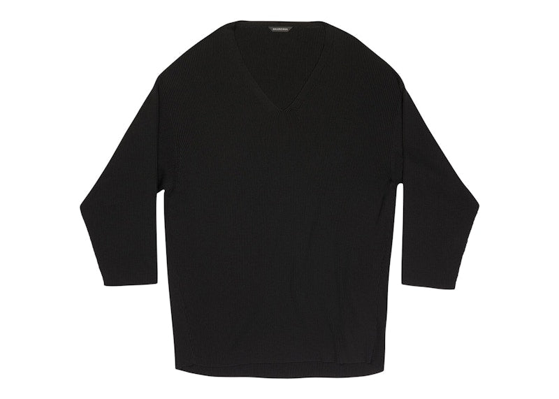 Balenciaga Women's Vareuse Silk Rib Knit Oversized Sweater Black