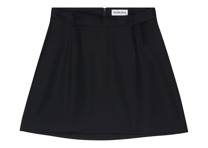 Balenciaga Women's Virgin Wool Twill Large Fit Mini Skirt Black