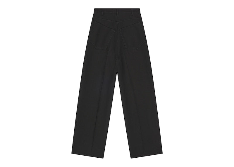 Balenciaga Wool Gabardine Baggy Tailored Pants Black